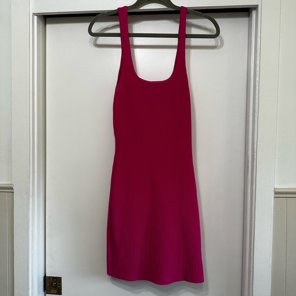 Ribbed Hot Pink Sleeveless Dress - Picture 1 of 2